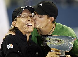 Martina Navratilova, left, and Bob Bryan