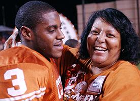 The last time Monica Vasher saw Nathan play in person was his Senior Day at Texas in 2003. It took her a week to recover from the trip.