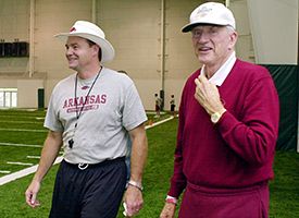 Houston Nutt, left, and Frank Broyles