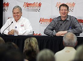 Dale Earnhardt Jr, right, and Rick Hendrick