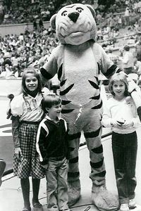 Tiger mascot with kids
