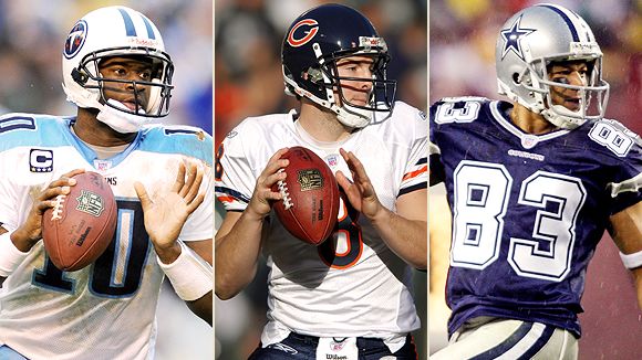The Titans' failure to add significant receiving help could prove costly to Vince Young. Chicago looks especially weak at QB with Rex Grossman (center) coming back, and Dallas could be thin at receiver if Terry Glenn doesn't play much.