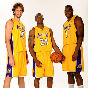 Pau Gasol, Kobe Bryant, and Andrew Bynum