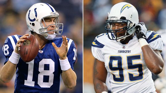 Peyton Manning and Shaun Phillips
