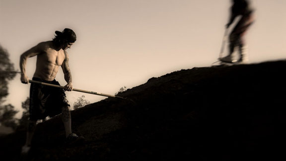 Garth Milan Brian Deegan does a little gardening in his backyard.