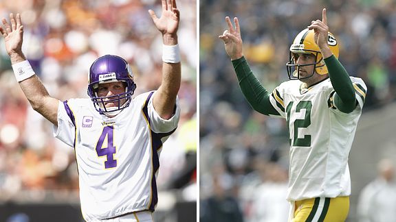 Brett Favre and Aaron Rodgers