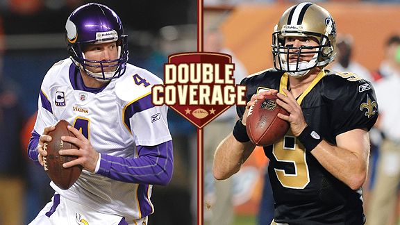 brett favre vikings saints. Brett Favre and Drew Brees