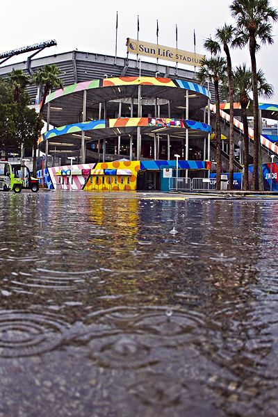 Torrential rain moves Super Bowl XLIV media day, New Orleans