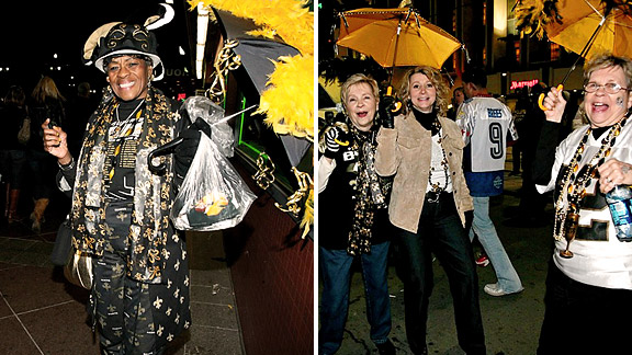 New Orleans, LA after Super Bowl XLIV- ladies with umbrellas