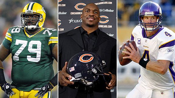Ryan Pickett, Chester Taylor and Brett Favre