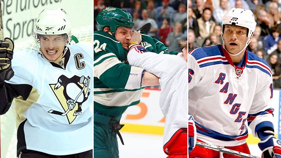 Sidney Crosby, Derek Boogaard, and Sean Avery