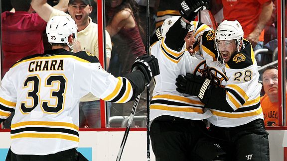 Marc Savard, Zdeno Chara, and Mark Recchi