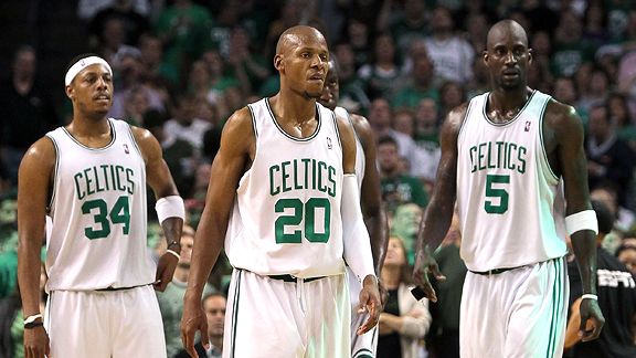 Paul PIerce, Ray Allen and Kevin Garnett