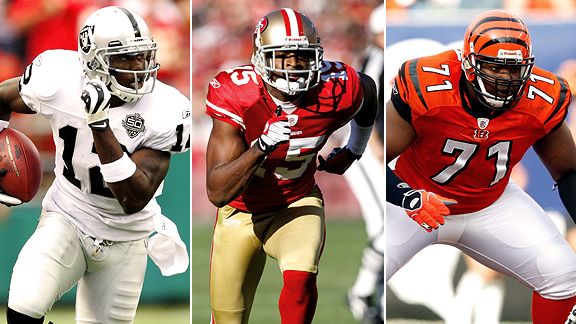 Raiders WR Darrius Heyward-Bey, 49ers WR Michael Crabtree and Bengals OT Andre Smith