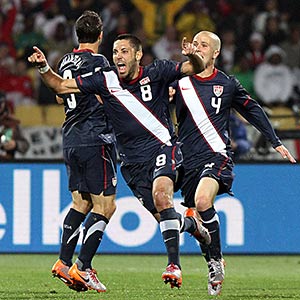 USA's Clint Dempsey celebrates a goal against England