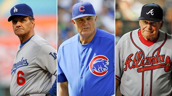 Joe Torre, Lou Piniella and Bobby Cox