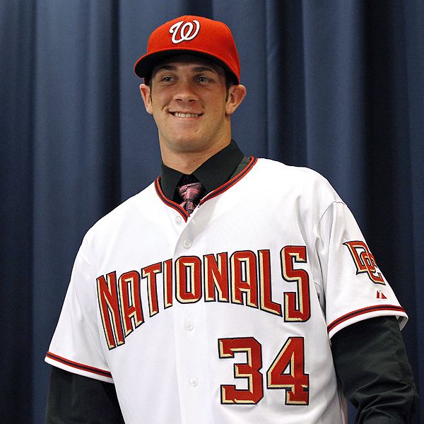 Washington Nationals No. 1 overall draft pick Bryce Harper takes