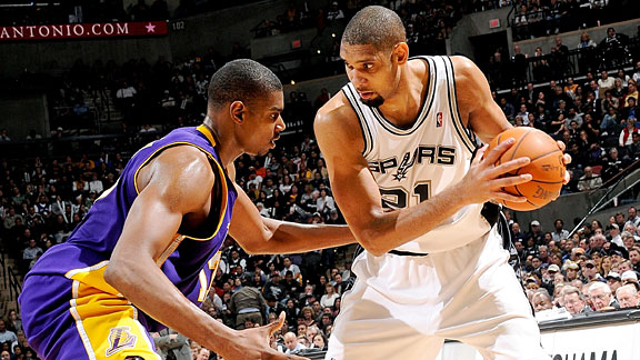 tim duncan wife and children. Tim Duncan and Andrew Bynum