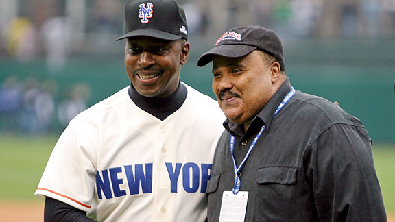 Martin Luther King III, pictured with Willie Randolph after throwing out the 