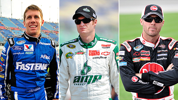 Carl Edwards, Dale Earnhardt Jr, and Kevin Harvick