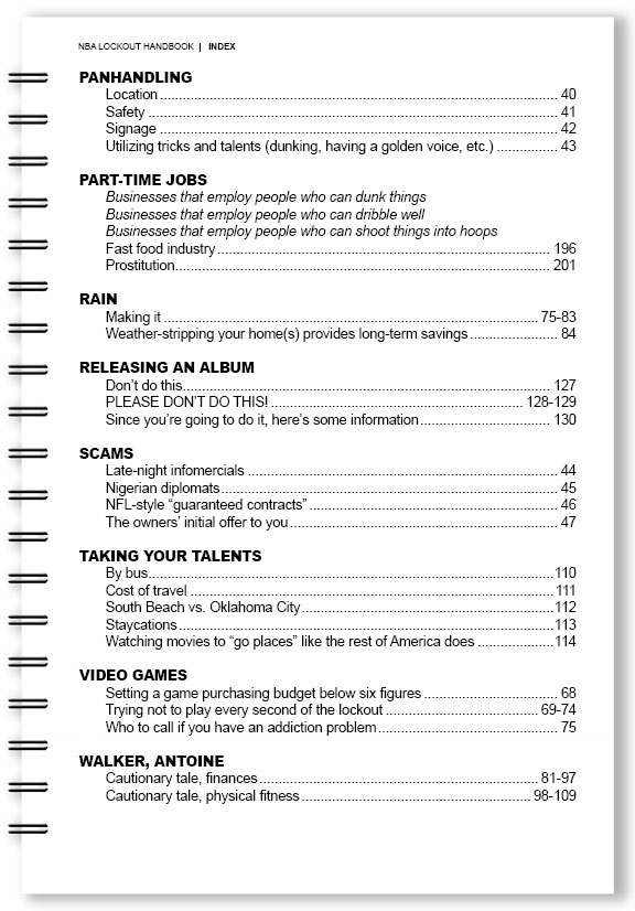 Page 2's NBA Lockout Handbook index covers all the bases for NBA