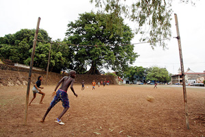 Children play soccer