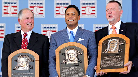 Pat Gillick, Roberto Alomar and Bert Blyleven