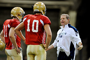 Notre Dame's Brian Kelly, Tommy Rees and Dayne Crist