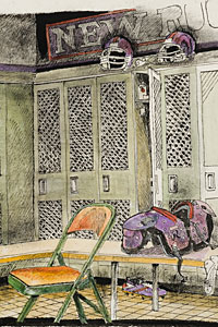 Ray Rice's locker room in New Rochelle, N.Y.