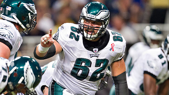 Rookie sixth-rounder Jason Kelce has earned a spotting spot on Philadelphia's offe