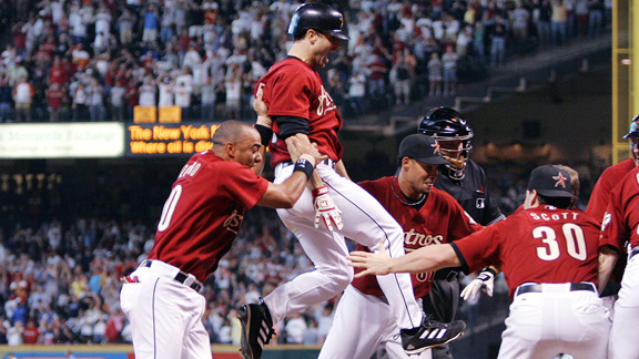 Chris Burke's game-winning homer in the 18th was the only run scored after the ninth inning.