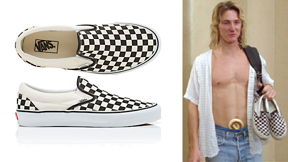 Vans checkerboard slip-ons, popularized by Sean Penn's character Jeff Spicoli in the 1982 film Fast Times at Ridgemont High.