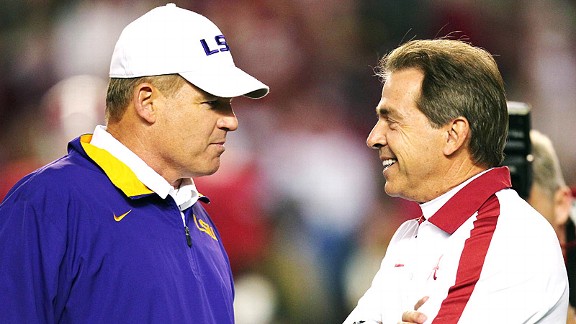 Les Miles and Nick Saban