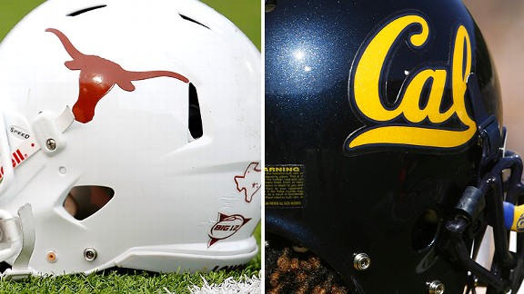 Texas Longhorns helmet, California Golden Bears helmet