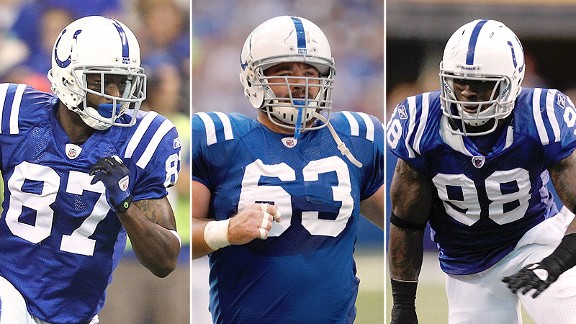 Reggie Wayne, Jeff Saturday and Robert Mathis