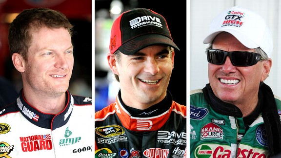 Dale Earnhardt Jr., Jeff Gordon and John Force