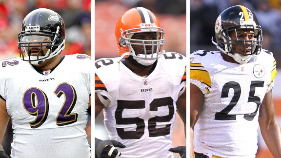 Haloti Ngata, D'Qwell Jackson and Ryan Clark