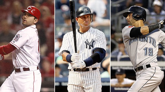 Joey Votto, Alex Rodriguez and Jose Bautista