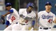 Rubby De La Rosa, Dee Gordon, and Jerry Sands
