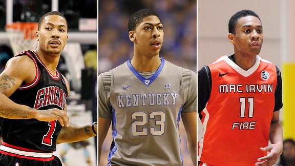 Derrick Rose, Anthony Davis, and Jabari Parker