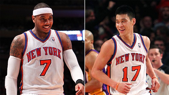 Carmelo Anthony and Jeremy Lin