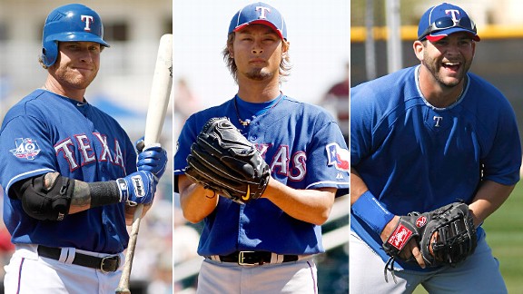 Josh Hamilton, Yu Darvish & Mitch Moreland