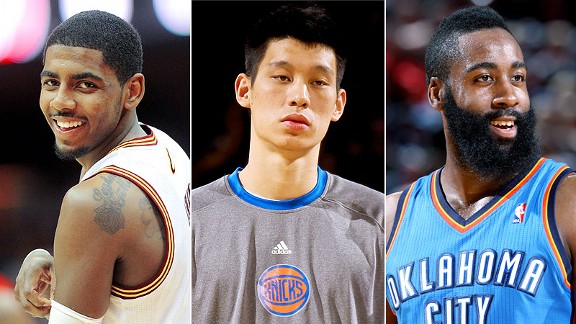 Kyrie Irving, Jeremy Lin and James Harden