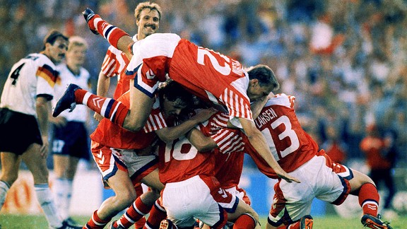Denmark soccer celebrates