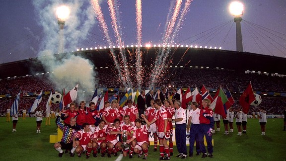 Denmark soccer celebrates