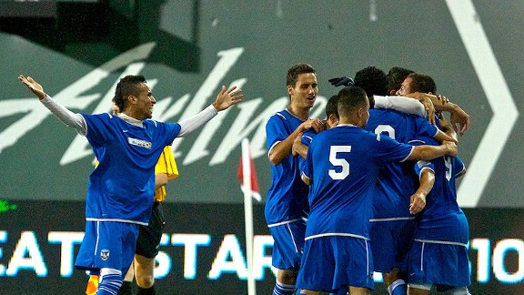 Cal FC players celebrate