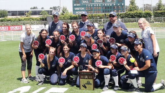 Chino Hills HS softball team winning CIF-SS title.