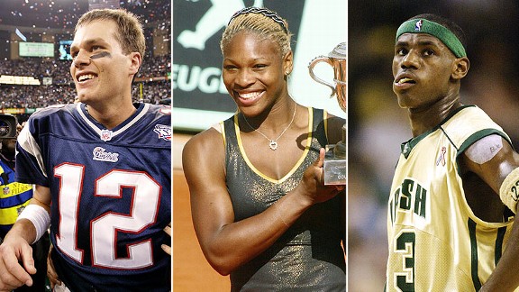 Tom Brady, Serena Williams, and LeBron James