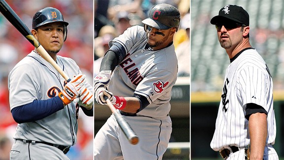 Miguel Cabrera, Carlos Santana and Paul Konerko