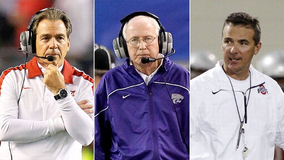 Nick Saban, Bill Snyder and Urban Meyer